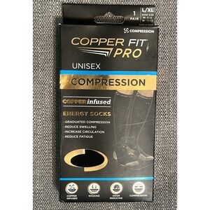 Copper Fit Pro Knee High Unisex Compression Energy Socks L/XL M: 9-12 W: 10-13